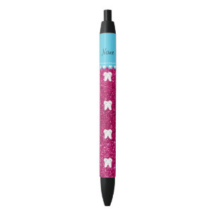 Personalized name cute tooth pink glitter pen