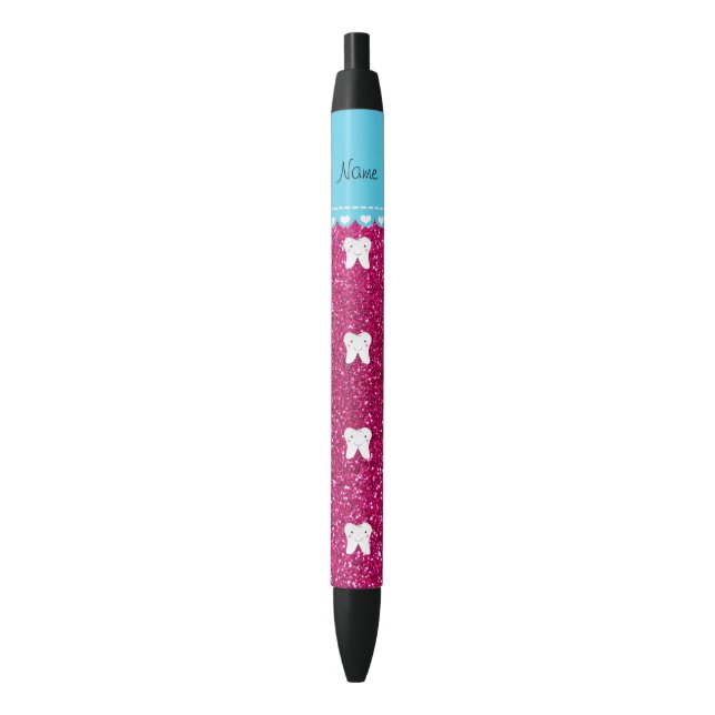 Personalized name cute tooth pink glitter pen (Front Vertical)