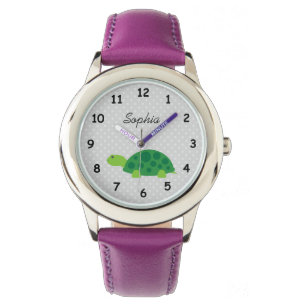 Personalized name cute turtle pink girls watch