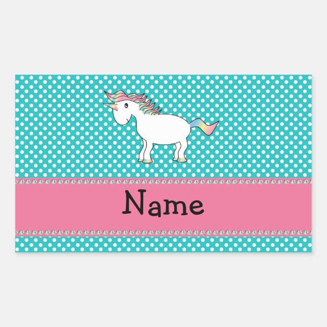 Personalized name cute unicorn rectangular sticker (Front)