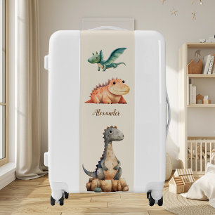Personalized Name Cute Watercolor Dinosaur Luggage