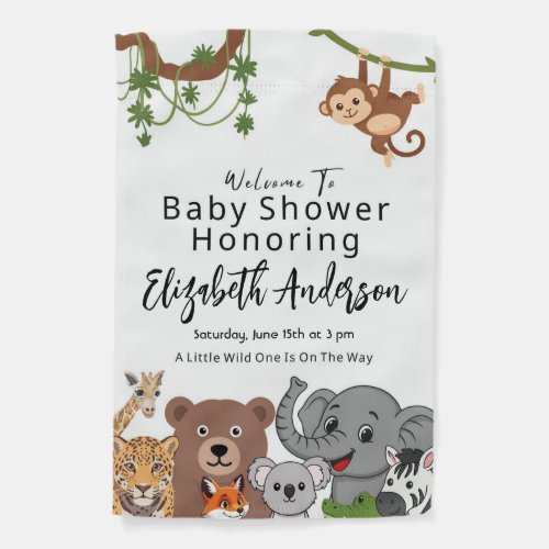 Personalized Name Cute Wild Animal Baby Shower Garden Flag
