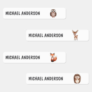 Personalized Name Cute Woodland Animals       Kids' Labels