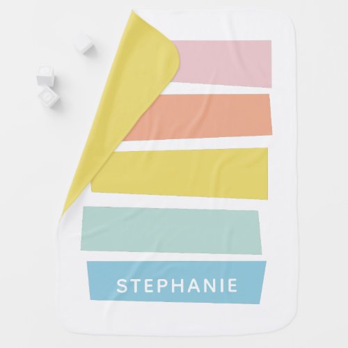 Personalized Name Cute Yellow Modern Geometric Baby Blanket