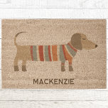 Personalized Name Dachshund Dog Doormat<br><div class="desc">A fun Dachshund Wiener Sausage Dog design. Change the name to personalize. Original art by Nic Squirrell.</div>