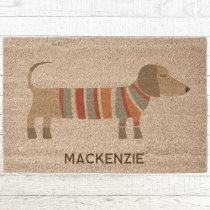 Personalized Name Dachshund Dog Fiber Doormat