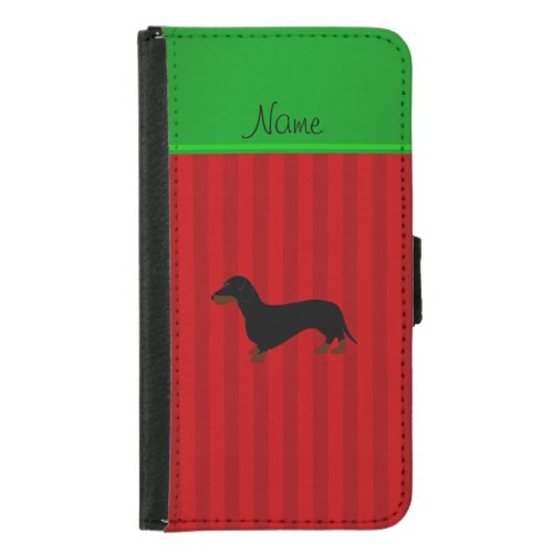 Personalized name dachshund red stripes samsung galaxy s5 wallet case