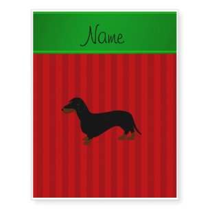 Personalized name dachshund red stripes temporary tattoos