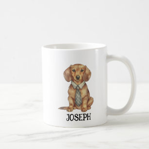 PERSONALIZED NAME Dachshund with Tie Coffee Mug