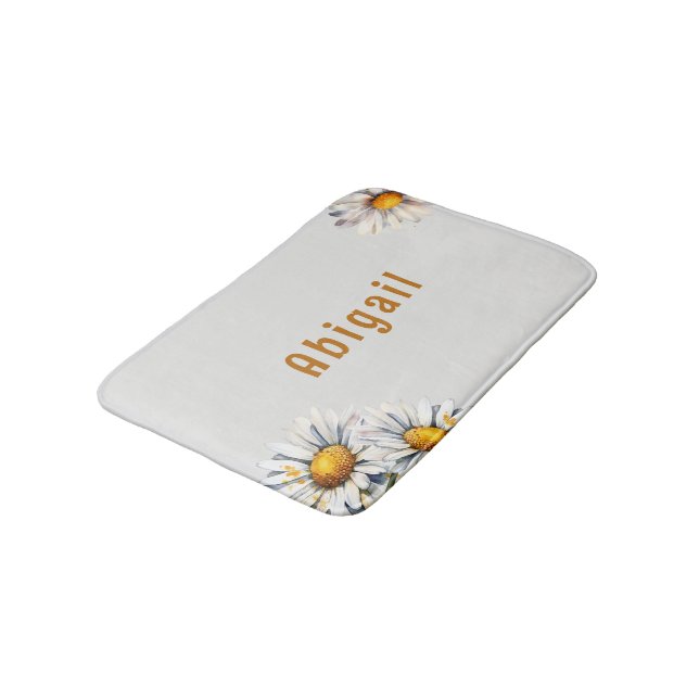 Personalized Name Daisies  Bath Mat (Angled)