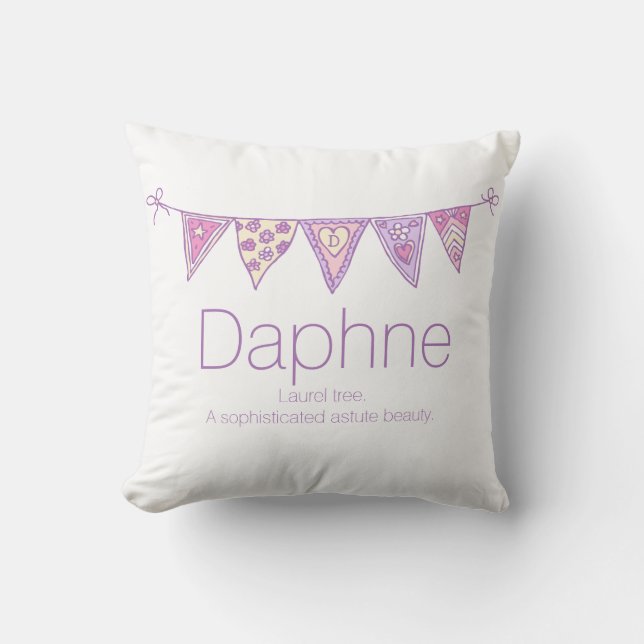 Personalized name Daphne bunting purple custom Throw Pillow (Front)