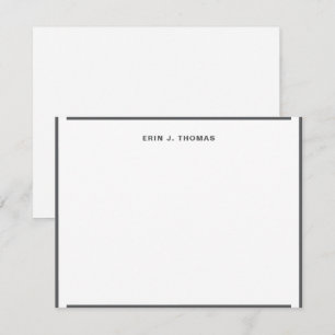  Personalized Name Dark Gray Border Stationery Note Card