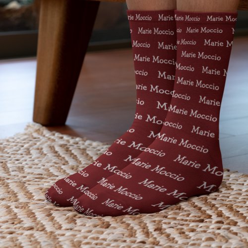 Personalized Name Dark Red Socks