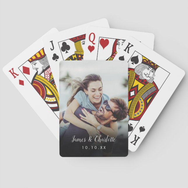 Personalized name Date Couple Photo Poker Cards (Back)