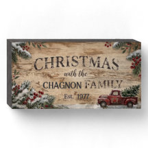 Personalized Name Date Family Christmas Wood Sign