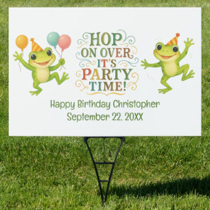 Personalized Name Date Frog Boys Toddler Birthday Sign