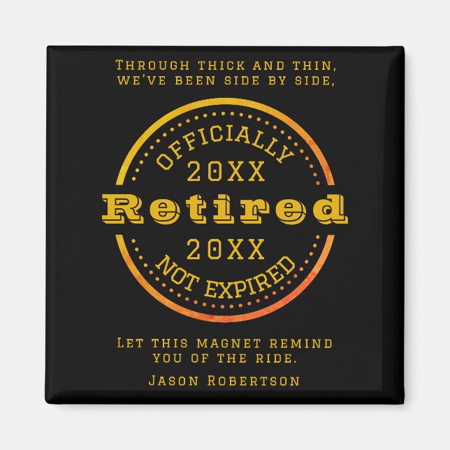 Personalized Name Date Retirement Favor for Guests Magnet (Front)