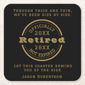 Personalized Name Date Retirement Favor for Guests Square Paper Coaster