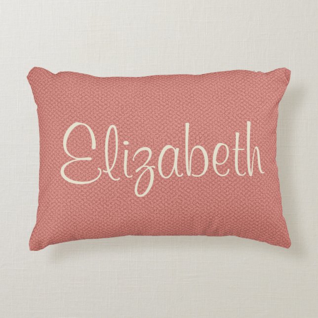 Personalized Name Decorative Coral Accent Decor Pillow (Front)
