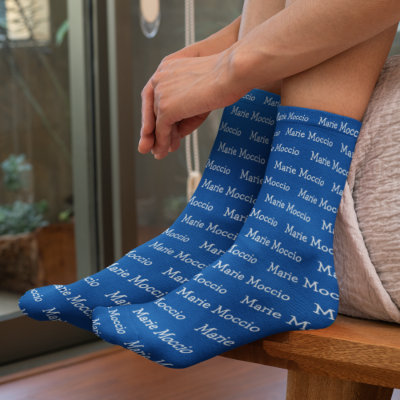 Personalized Name Deep Blue Socks