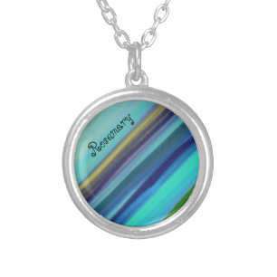Personalized Name Deep Sea Ocean Shades Silver Plated Necklace