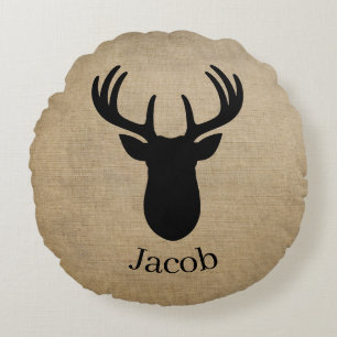 Personalized Name Deer Round Pillow