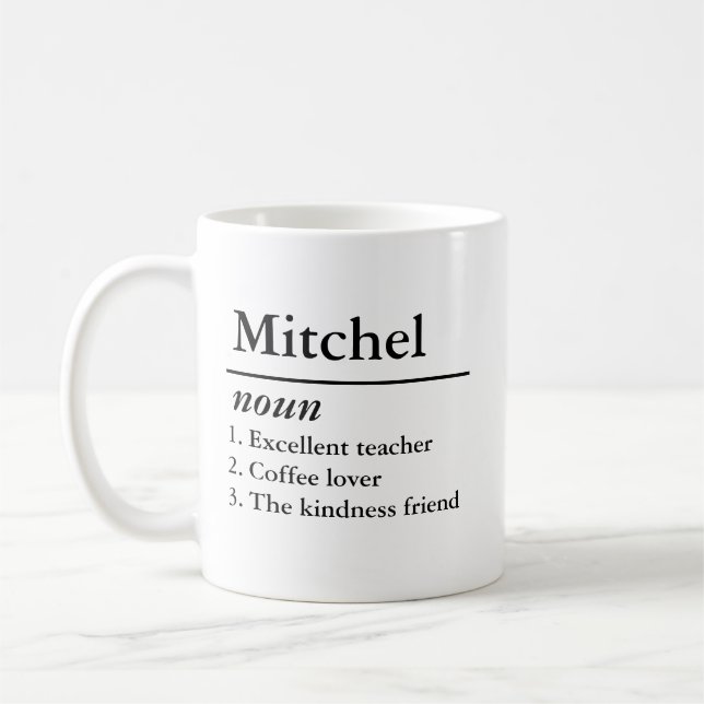Personalized Name Definition Noun Custom Text Coffee Mug (Left)