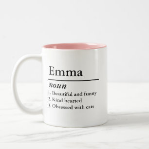 Personalized Name Definition Noun Custom Text Two-Tone Coffee Mug