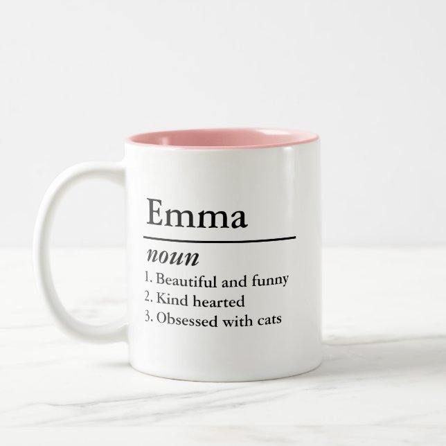 Personalized Name Definition Noun Custom Text Two-Tone Coffee Mug (Left)