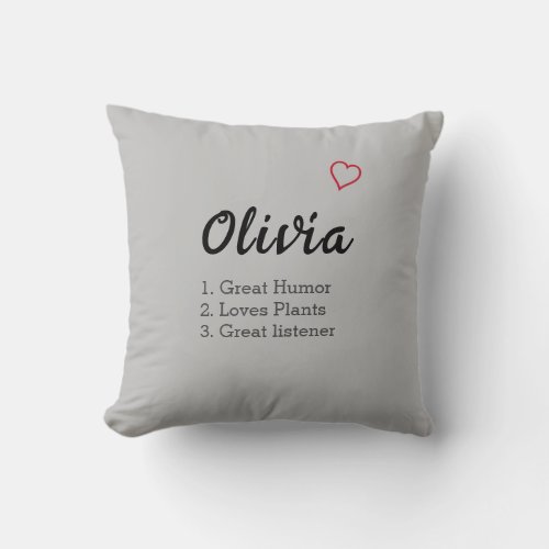 Personalized Name Definition  Throw Pillow