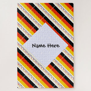 Personalized Name Deutschland Flag Tiled Jigsaw Puzzle