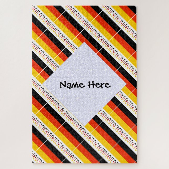 Personalized Name Deutschland Flag Tiled Jigsaw Puzzle (Vertical)