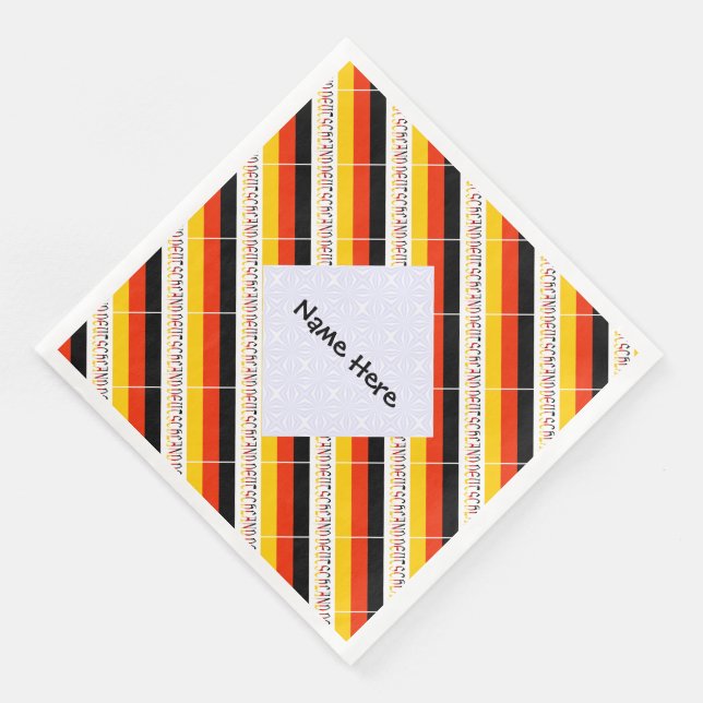 Personalized Name Deutschland Flag Tiled Paper Dinner Napkins (Corner)