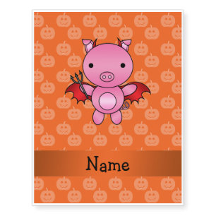 Personalized name devil pig orange pumpkins temporary tattoos