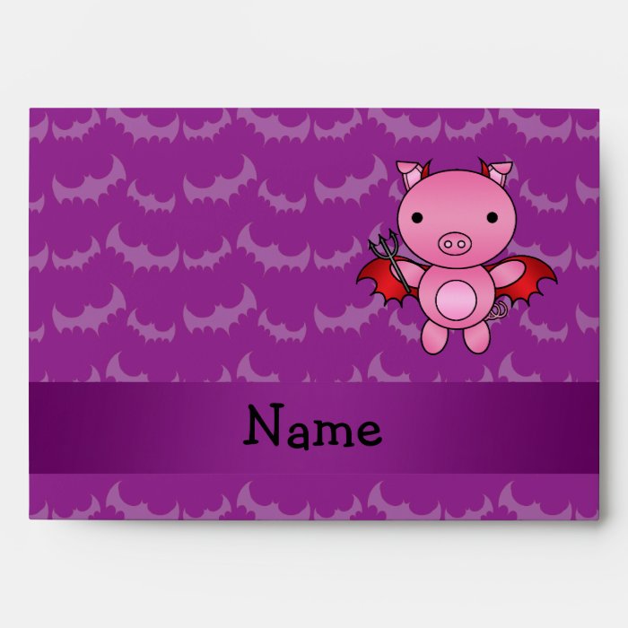 Personalized name devil pig purple bats envelope