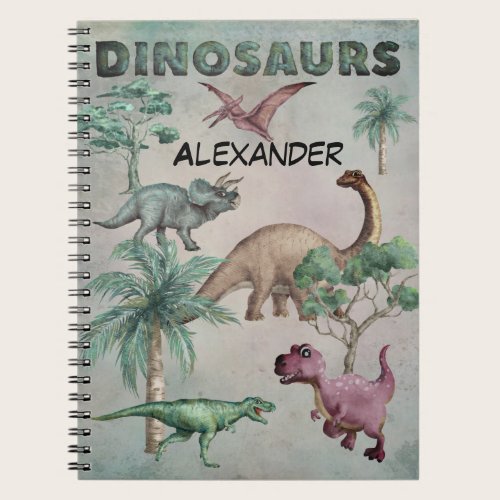 Personalized Name Dino Dinosaur Notebook for Boys
