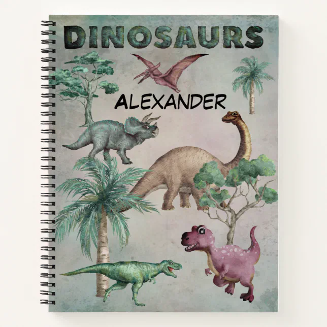 Personalized Name Dino Dinosaur Notebook for Boys (Front)