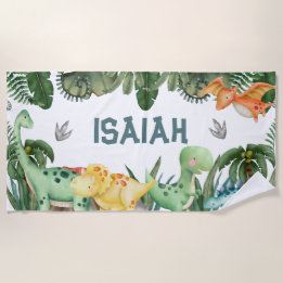 Personalized Name Dinosaur Beach Towel