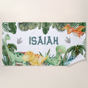 Personalized Name Dinosaur Beach Towel