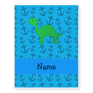 Personalized name dinosaur blue anchors pattern temporary tattoos