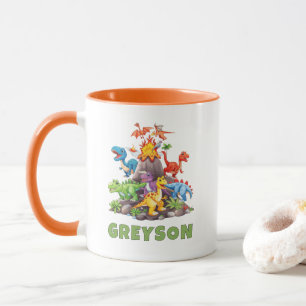 Personalized Name Dinosaur Kids Hot Cocoa Mug