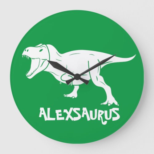 Personalized Name Dinosaur Large Clock