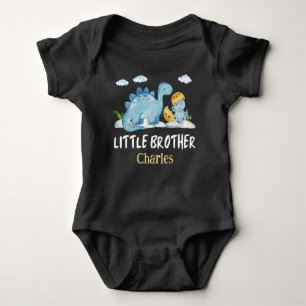 Personalized Name Dinosaur Little Brother Baby Bodysuit