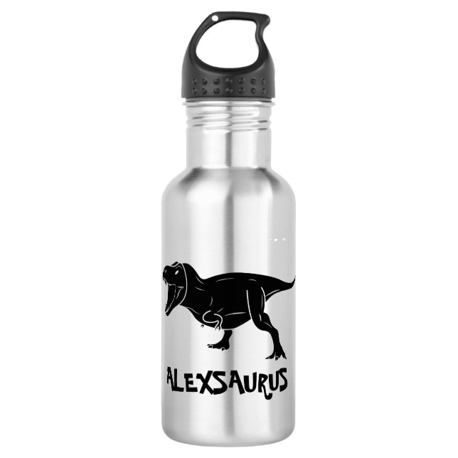 Personalized Name Dinosaur  Stainless Steel Water Bottle (Front)