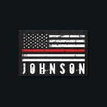 Personalized Name Distressed Firefighter Flag Canvas Print<br><div class="desc">A distressed style wall canvas wrap featuring a thin red line American flag indicative of firefighter professionals. Underneath this is a spot for yours or your gift recipients name. Be sure to follow these directions to make sure your name is perfect under the flag. 1. First type a name, either...</div>