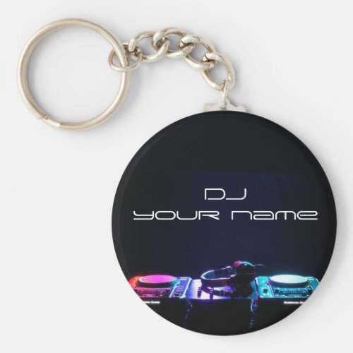 DJ FUNK Disc Jockey Music Disco Decks Technics 12 10 Keyring Keychain Key Fob 