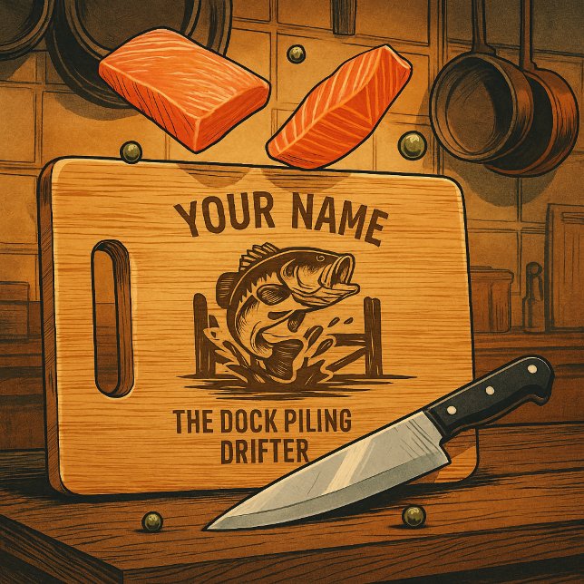 Personalized Name Dock Shadow Bass Engraved Cutting Board (Creator Uploaded)