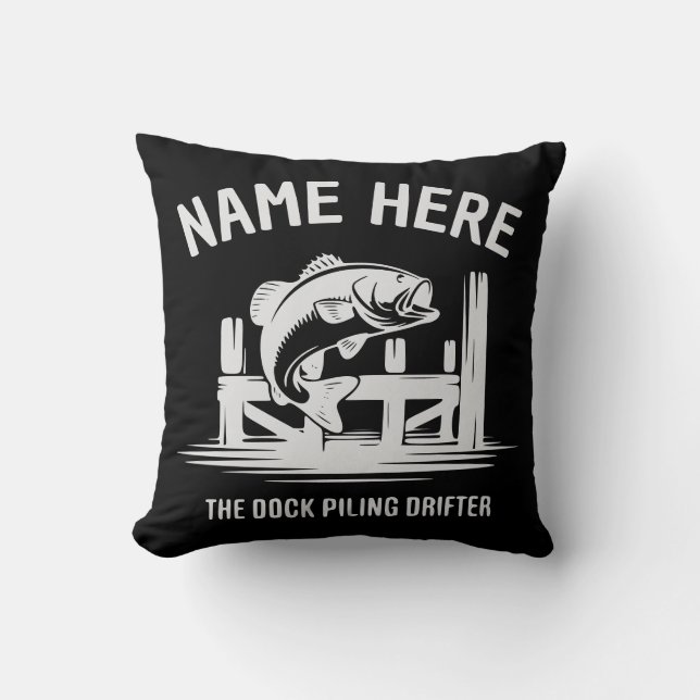 Personalized Name Dock Shadow Bass Throw Pillow (Front)