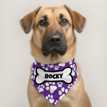 Personalized Name Dog Bone Paw Prints Purple