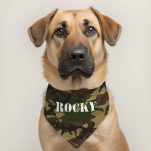Personalized Name Dog Camo Camoflauge Green Pet Bandana Collar